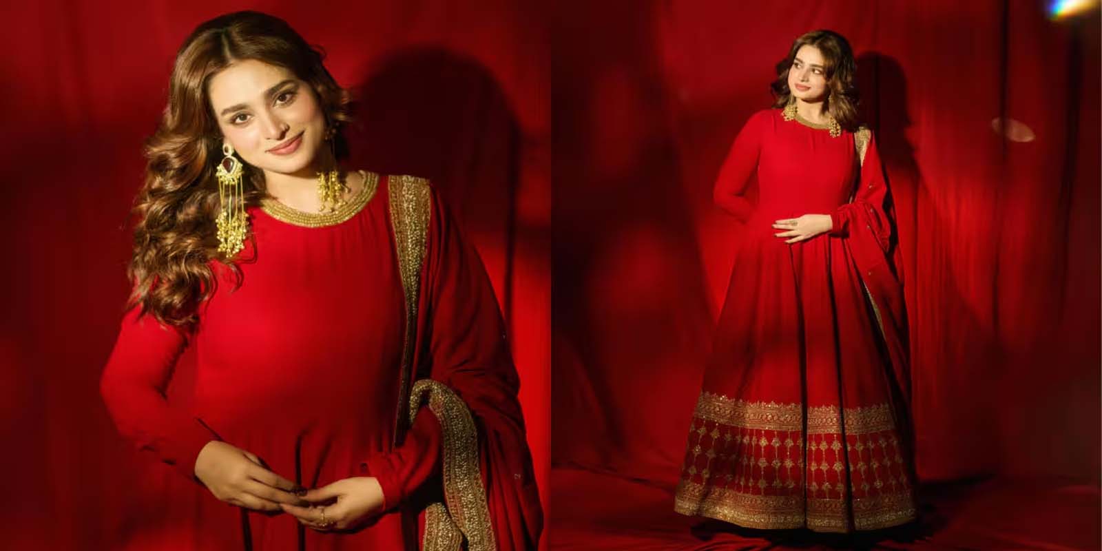 आयशा का रेड अनारकली लुक वायरल