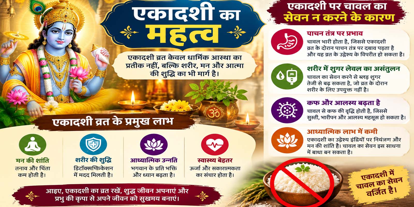 एकादशी का महत्व और चावल का सेवन न करने के कारण