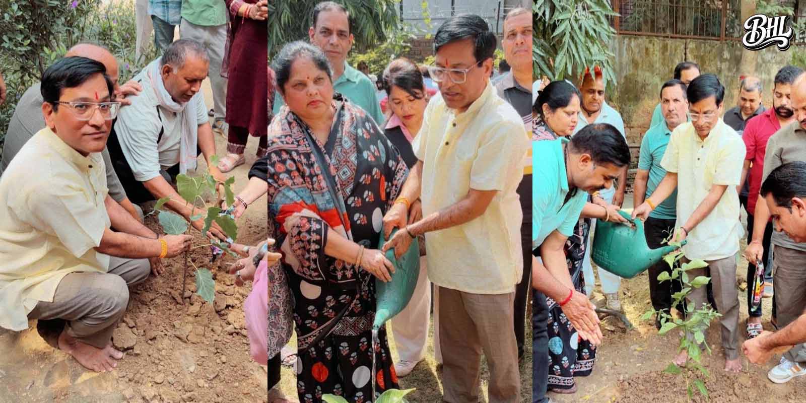 लोनी रोड शाहदरा में मंत्रोच्चारण के साथ पौधारोपण