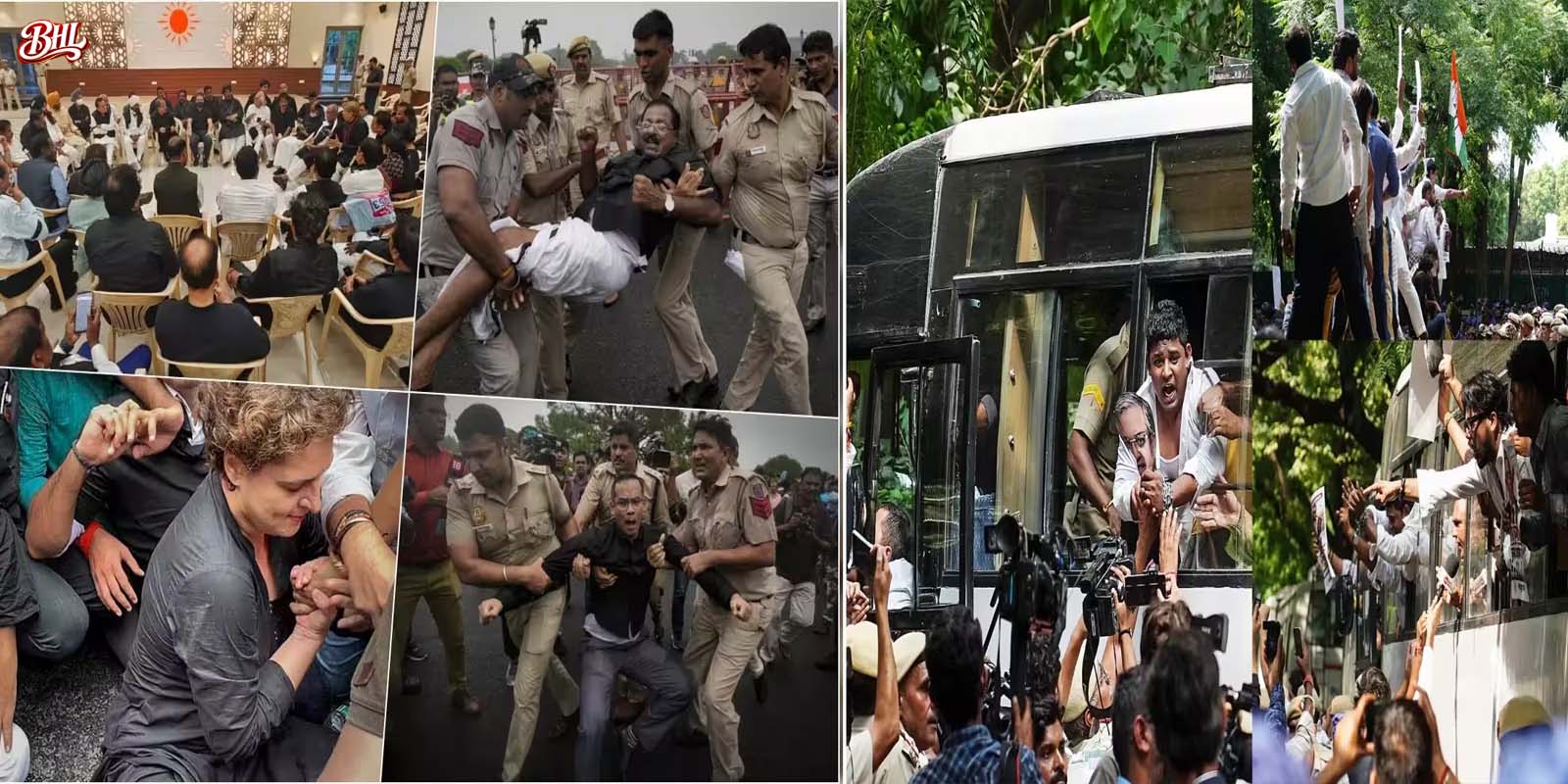 दिल्ली में धरना-प्रदर्शन कर रहे कांग्रेस के युवा नेताओं और कार्यकर्ता पुलिस हिरासत में